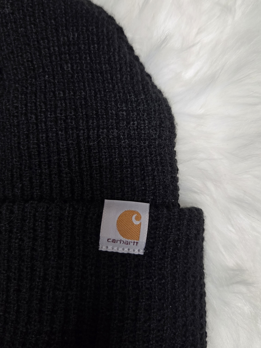 Carhartt Waffle Knit Black Knit Beanie One Size Fits All - Picture 2 of 4